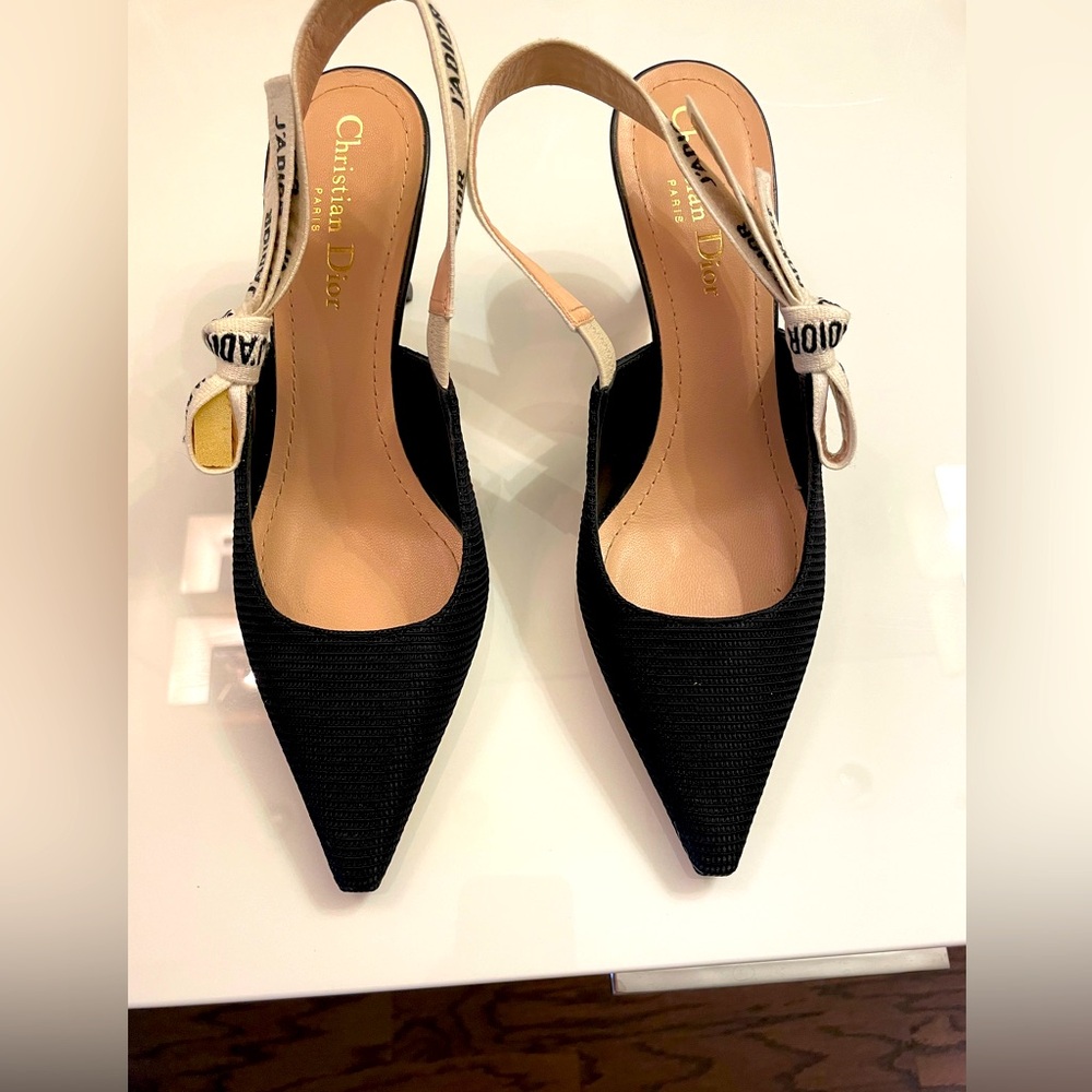 Christian Dior black j’adior slingback logo heels size 37 worn twice (authentic)